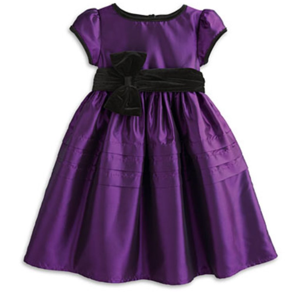 Girls Purple Satin Party Dress with Black Velvet Sash Pre- Mattel American Girl